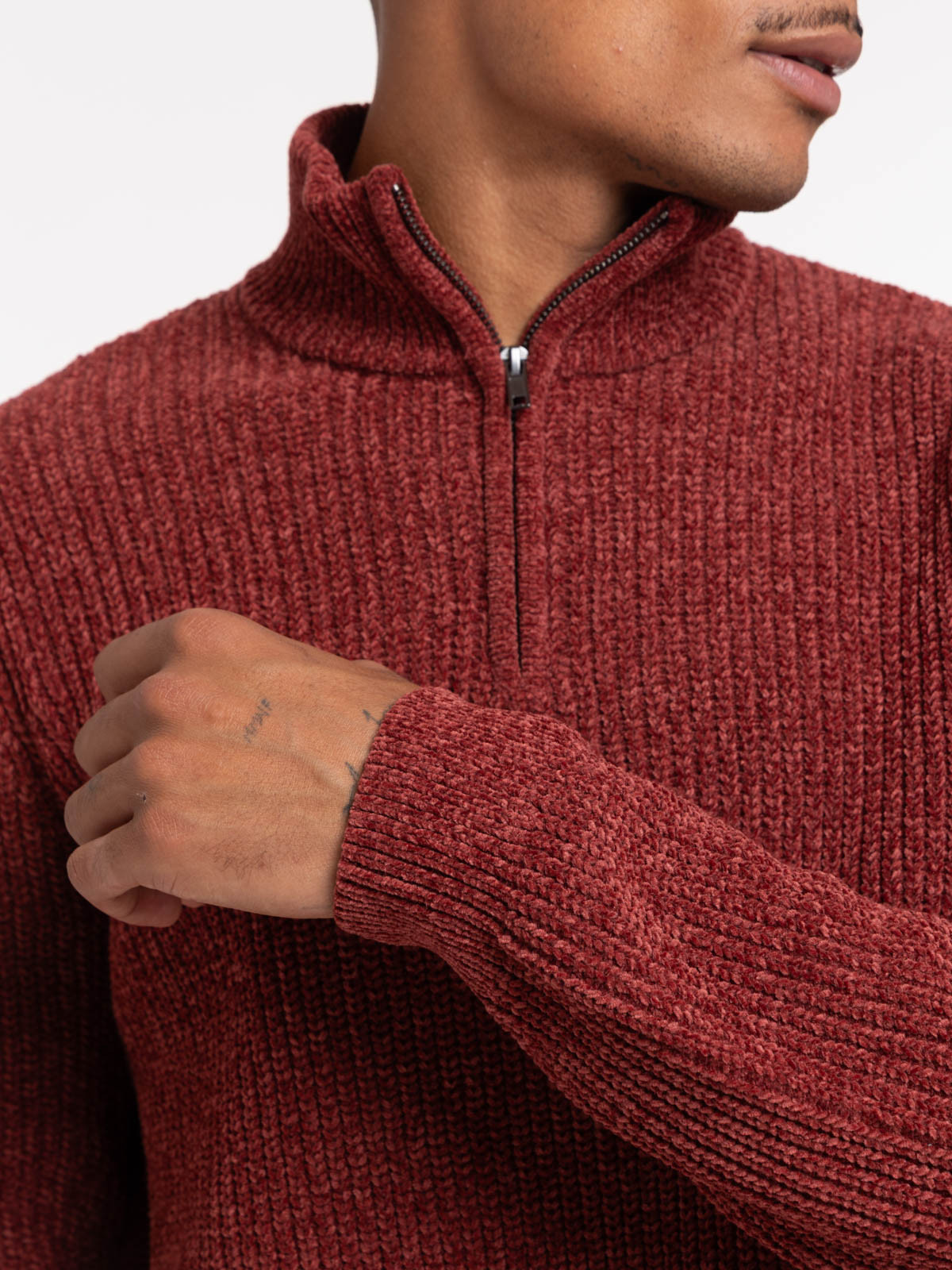 Pull chenille col montant homme Pull chenille col montant homme
