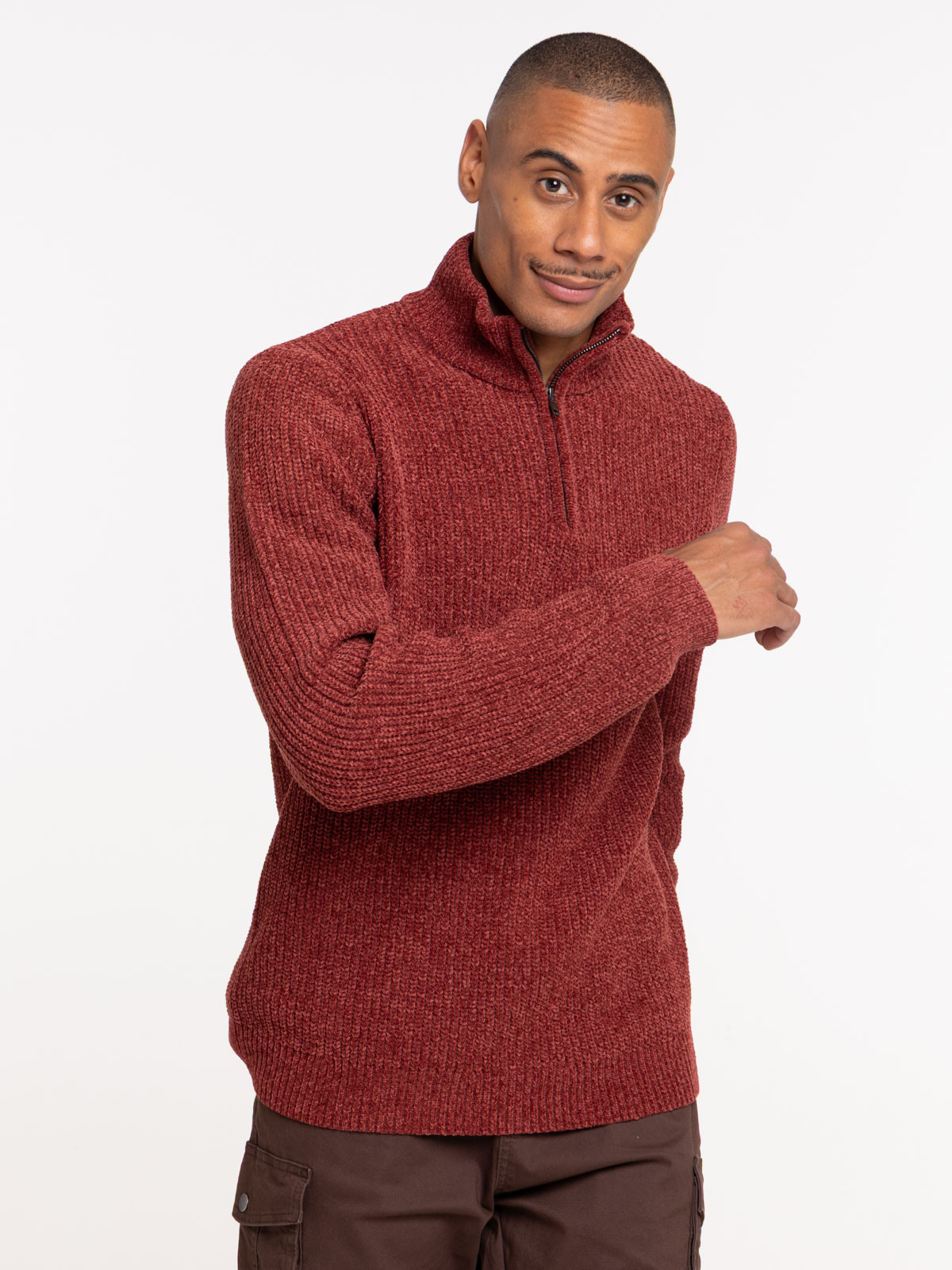 Pull chenille col montant homme Pull chenille col montant homme