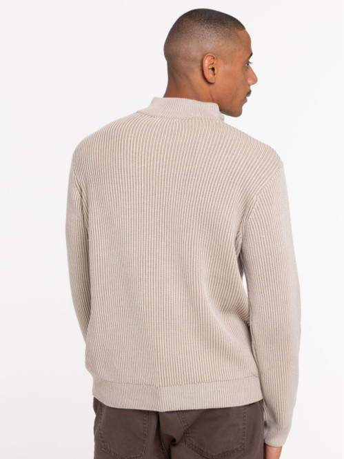 Pull col montant zippé écru...