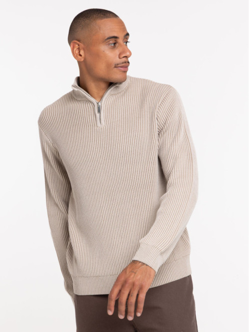 Pull col montant zippé écru...