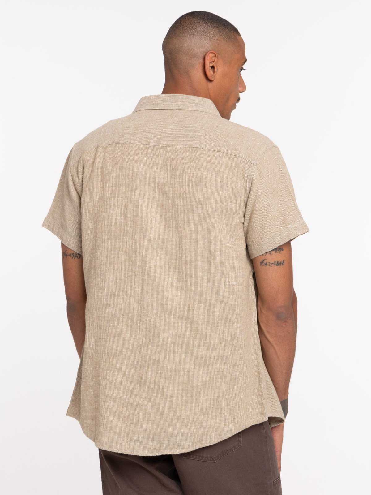 Chemise taupe manches courtes homme Chemise taupe manches courtes homme