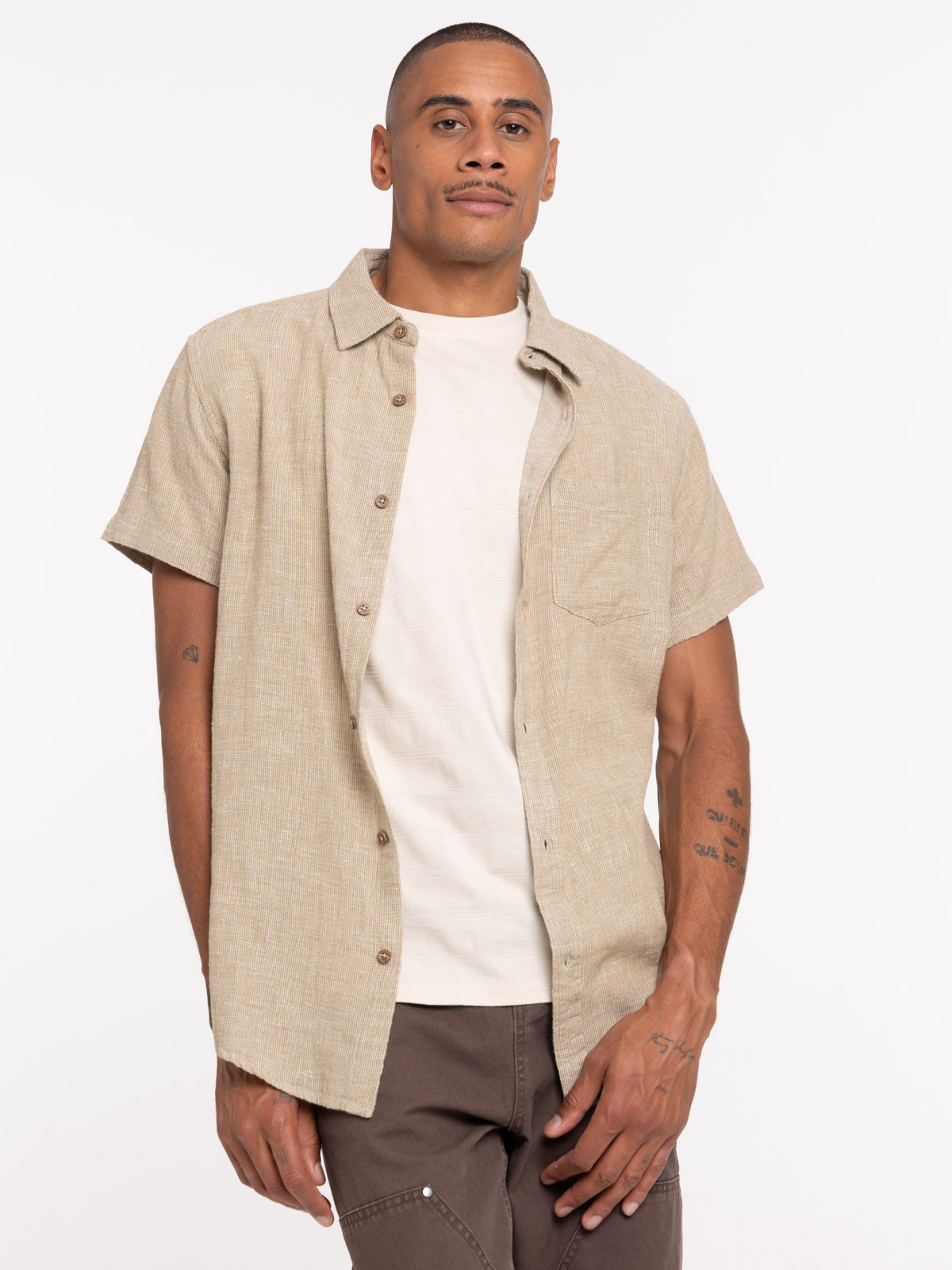 Chemise taupe manches courtes homme Chemise taupe manches courtes homme