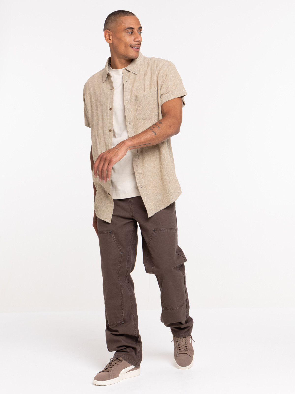 Chemise taupe manches courtes homme Chemise taupe manches courtes homme