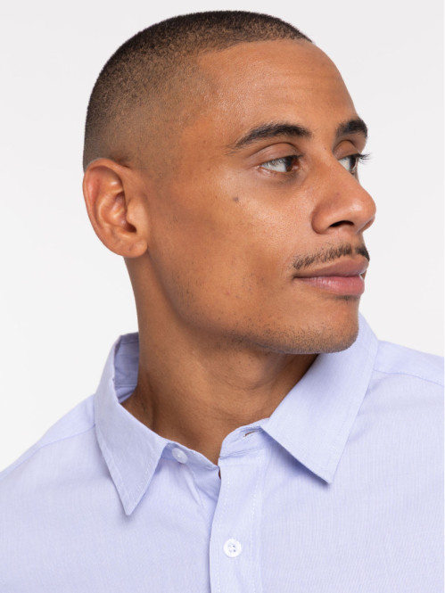 Chemise homme bleue col...