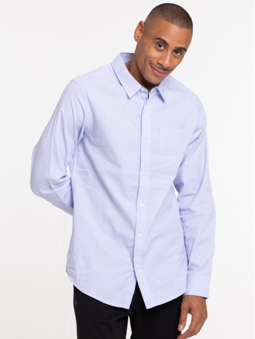 Chemise homme bleue col...