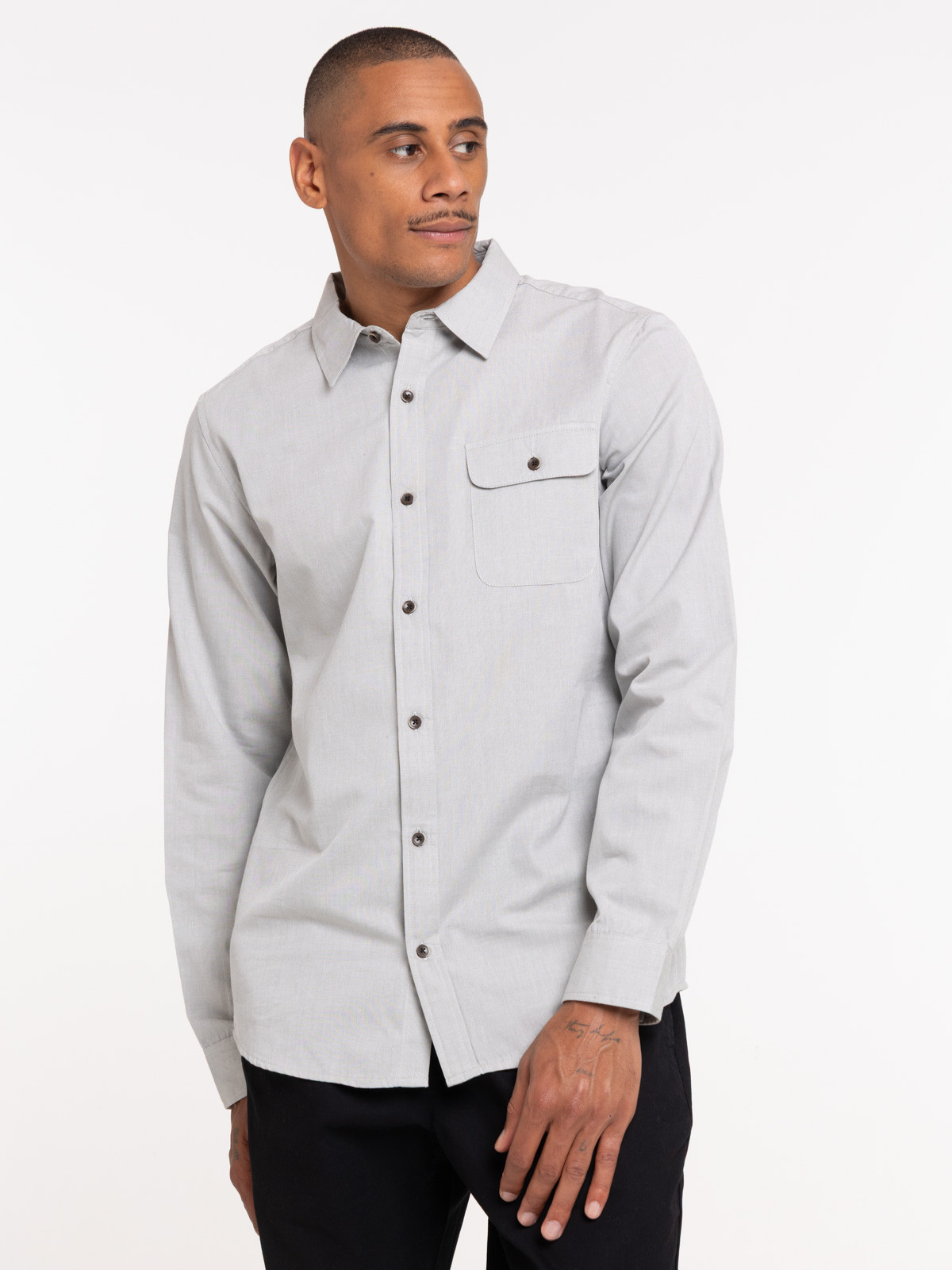 Chemise grise manches longues homme
