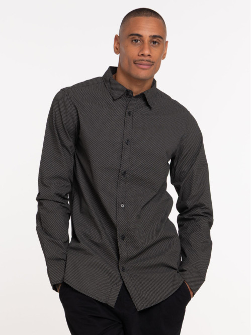 Chemise noire imprimée homme