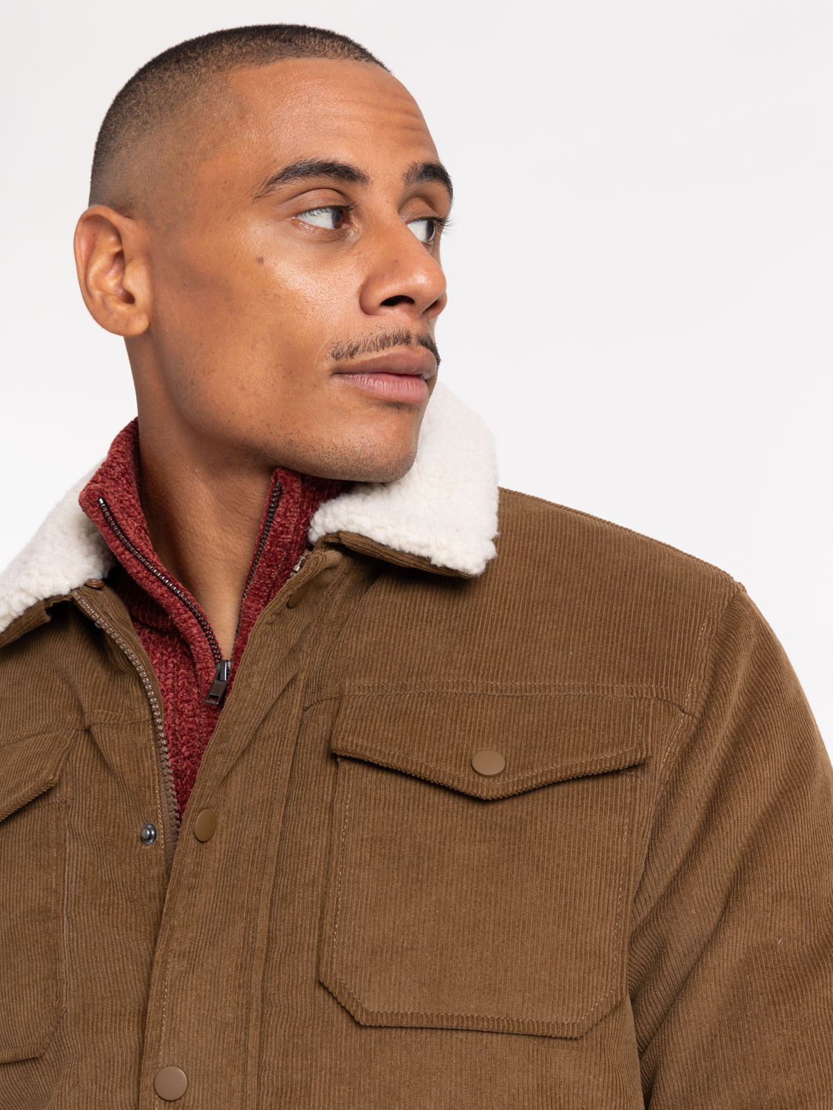 Veste velours col sherpa homme