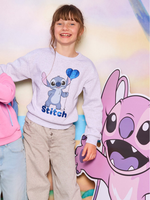 Sweat gris chiné Stitch...