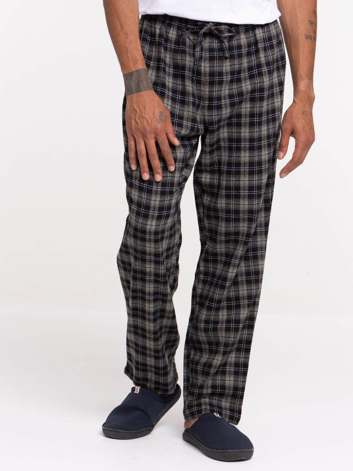 Bas de pyjama noir à carreaux homme