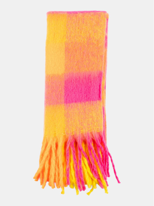 Écharpe fluo à carreaux femme