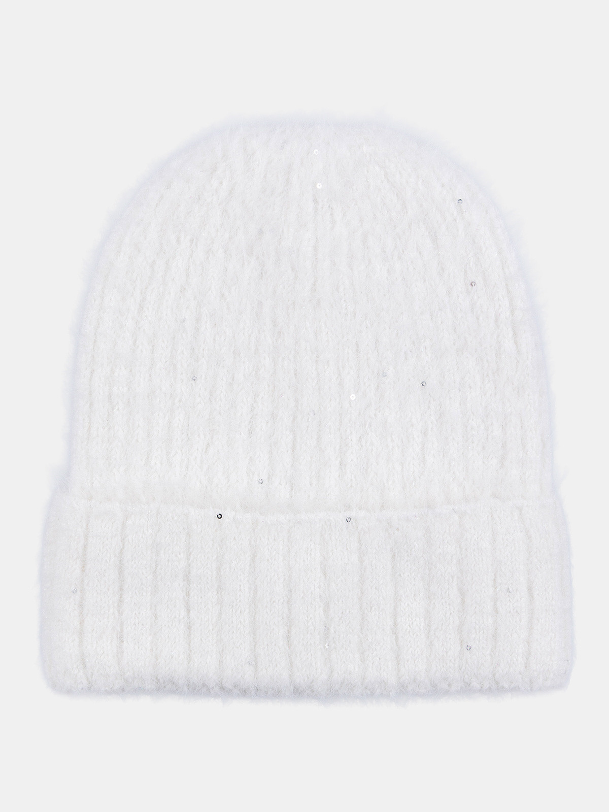 Bonnet sequins pompon écru femme Bonnet sequins pompon écru femme