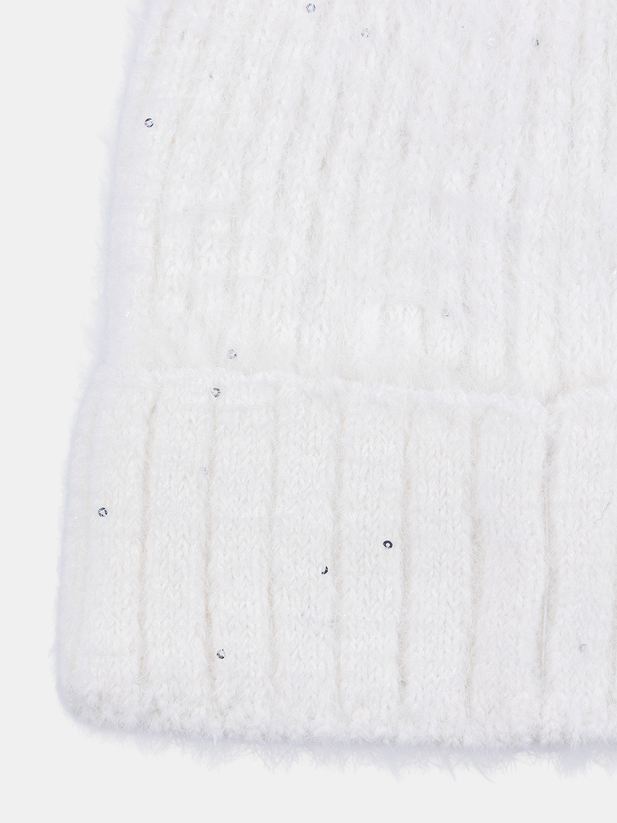 Bonnet sequins pompon écru femme Bonnet sequins pompon écru femme