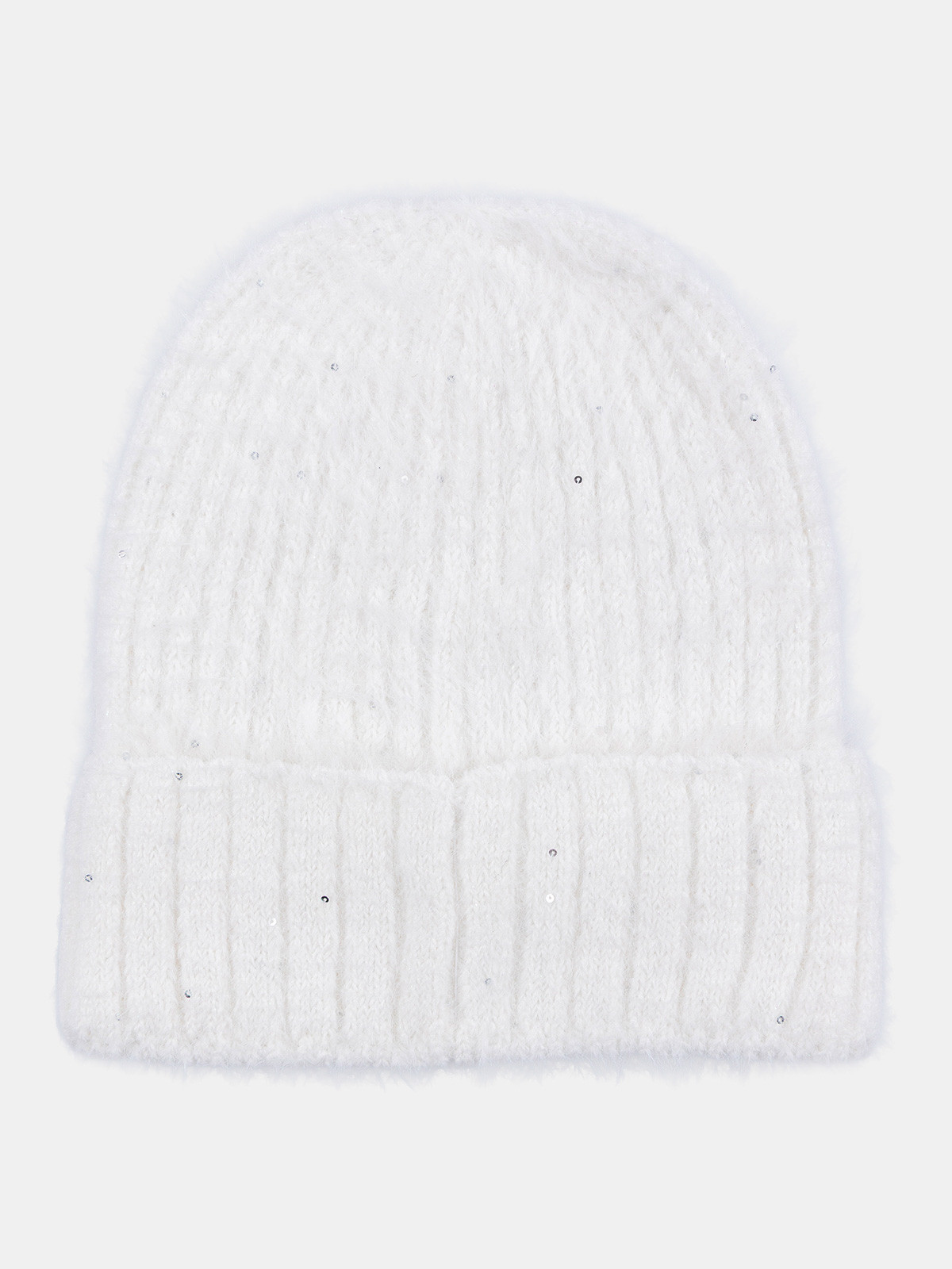 Bonnet sequins pompon écru femme Bonnet sequins pompon écru femme