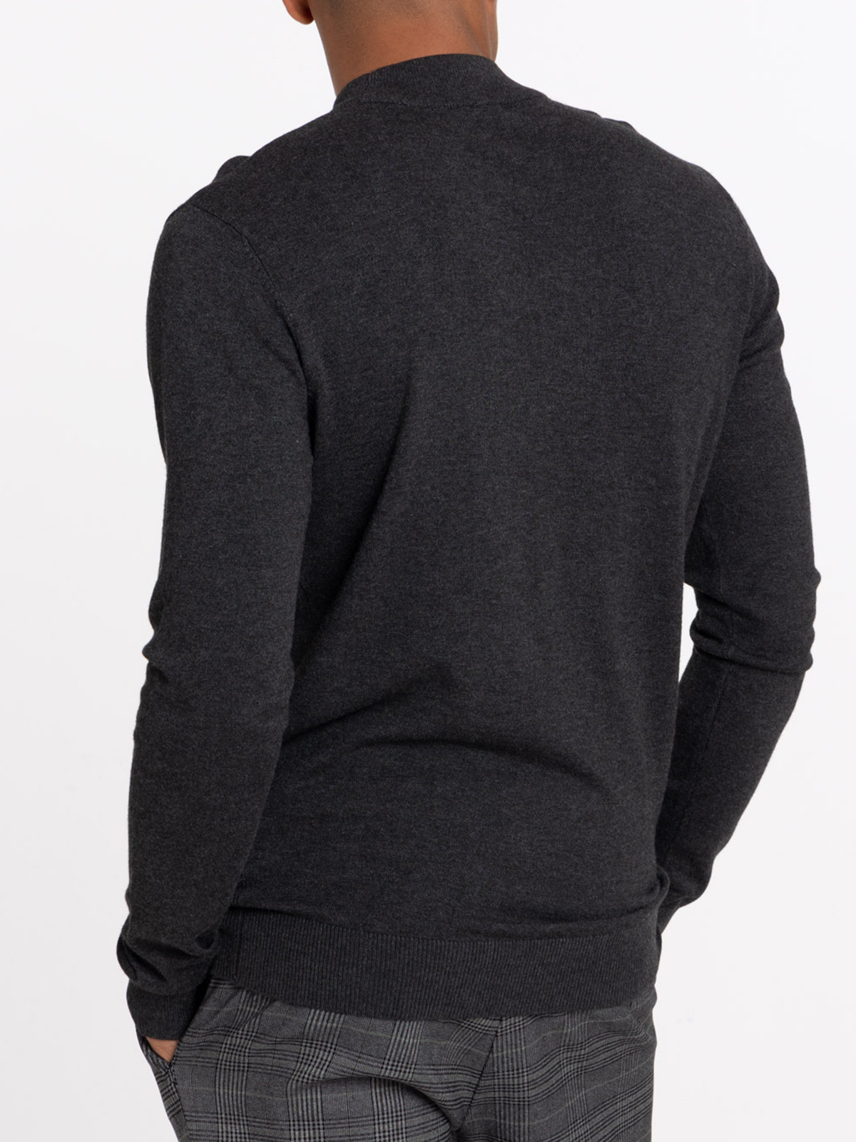 Pull homme col montant gris anthracite Pull homme col montant gris anthracite