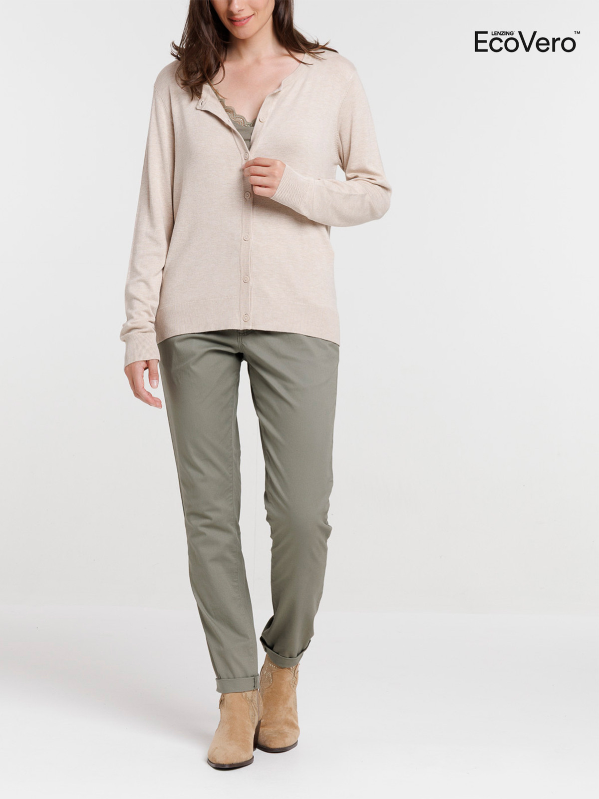 Gilet boutonné beige chiné femme Gilet boutonné beige chiné femme