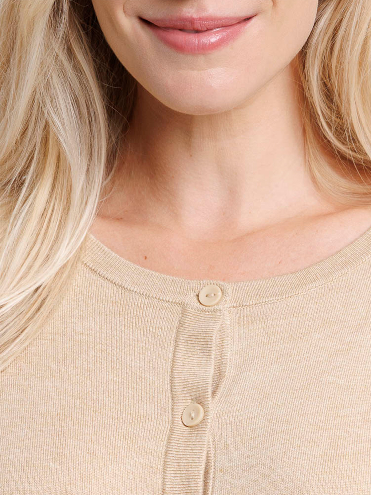 Gilet boutonné camel chiné femme Gilet boutonné camel chiné femme
