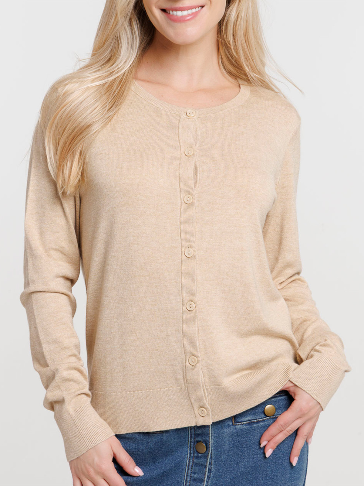 Gilet boutonné camel chiné femme Gilet boutonné camel chiné femme