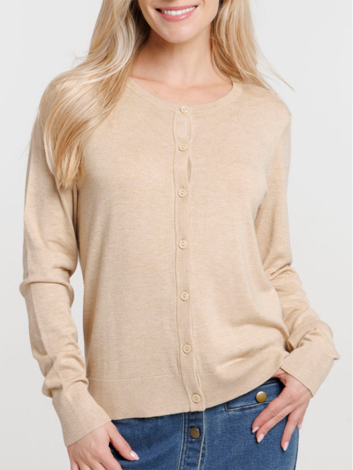 Gilet boutonné camel chiné femme Gilet boutonné camel chiné femme