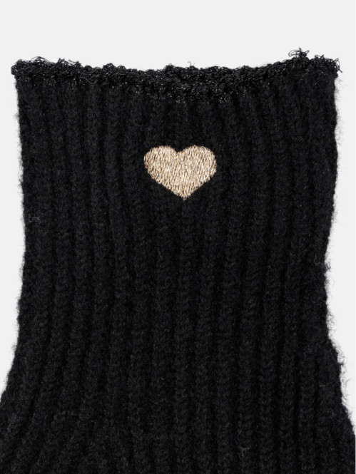 Gants noirs coeur brodé...