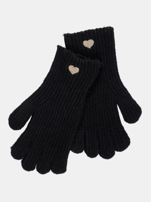 Gants noirs coeur brodé...