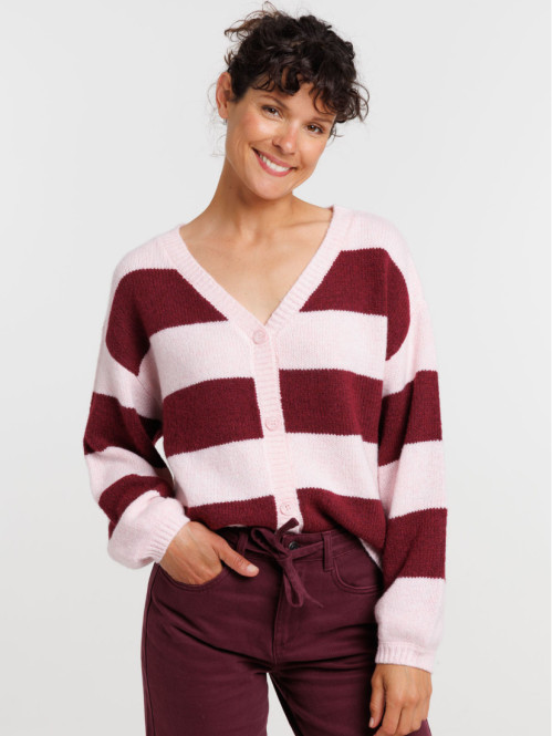 Gilet rayé court femme