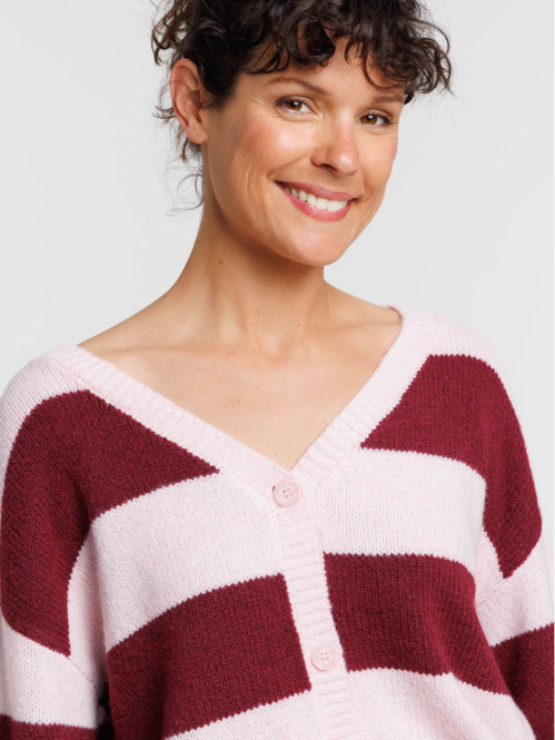 Gilet rayé court femme