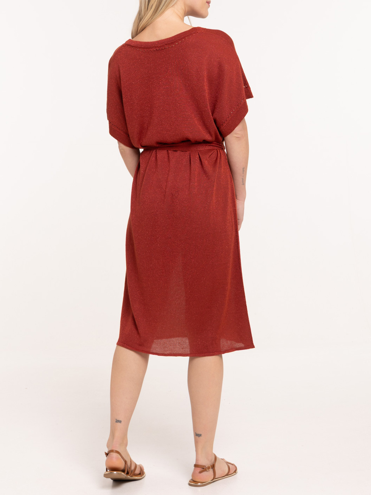 Robe sienne maille tricot col V femme Robe sienne maille tricot col V femme