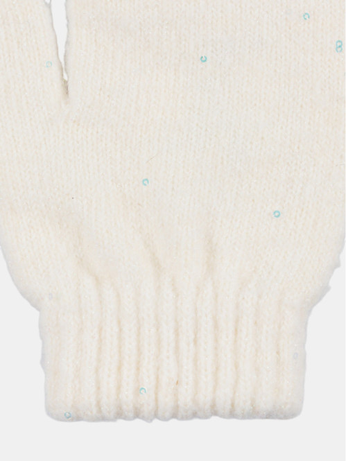 Moufles sequins écru fille