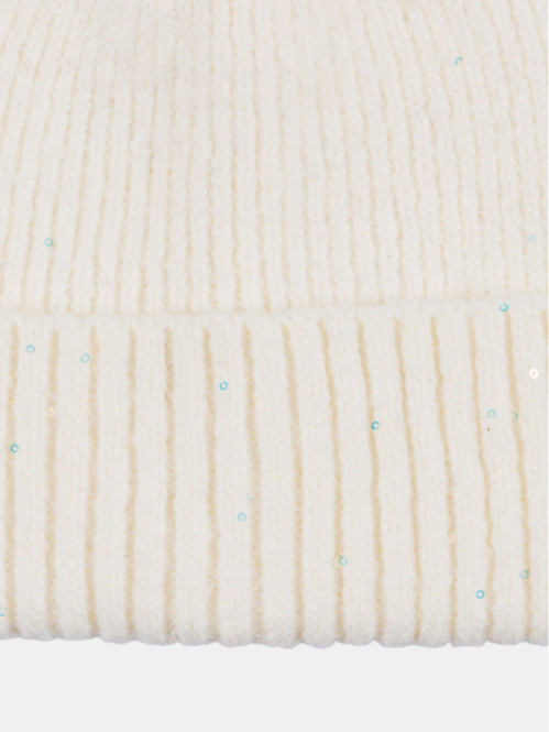 Bonnet écru sequins fille