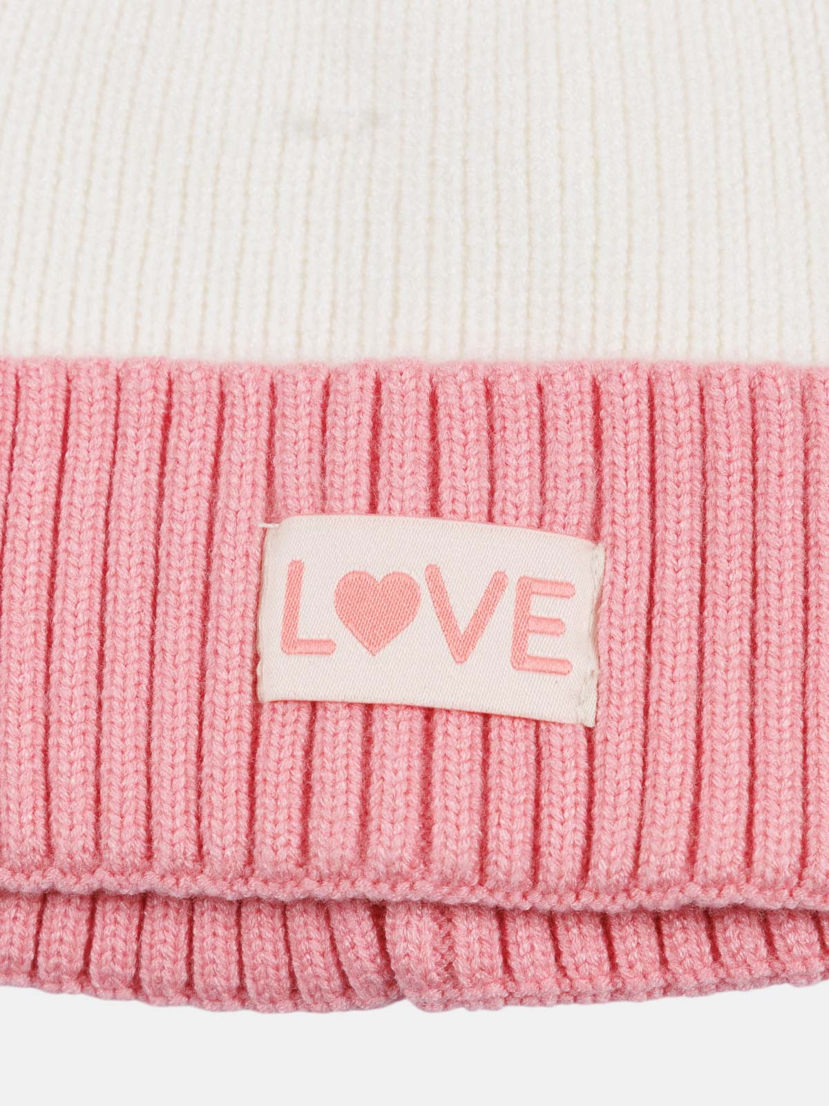 Bonnet bicolore Love fille