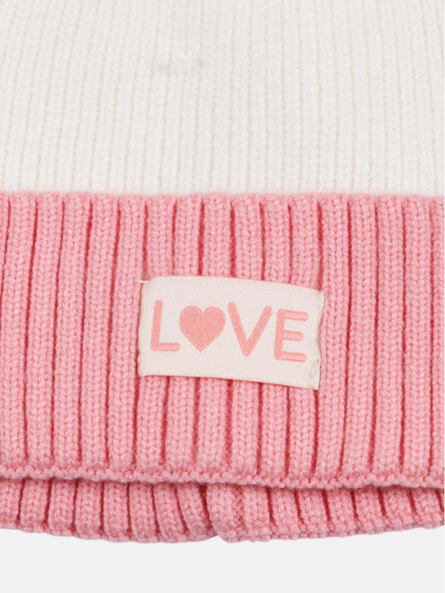 Bonnet bicolore Love fille