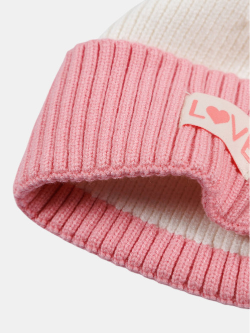 Bonnet bicolore Love fille
