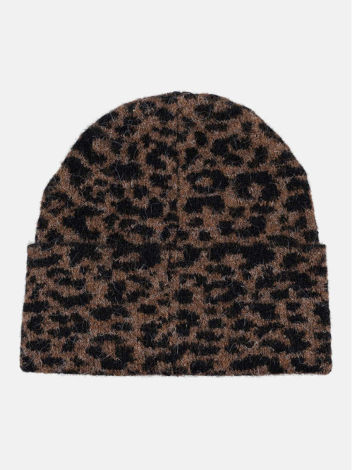 Bonnet motif léopard femme