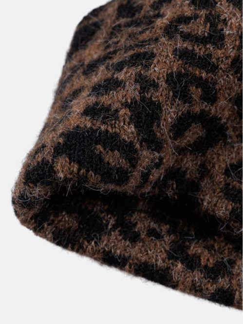 Bonnet motif léopard femme