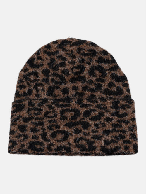 Bonnet motif léopard femme