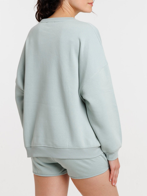 Sweat uni col rond jade femme