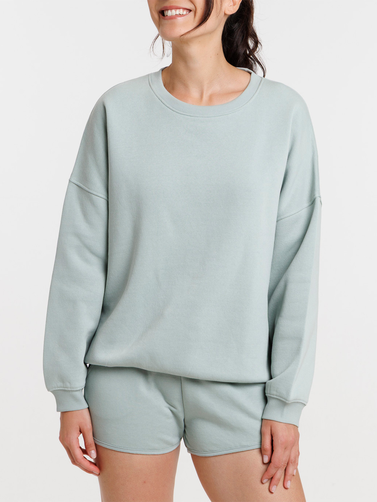 Sweat uni col rond jade femme Sweat uni col rond jade femme