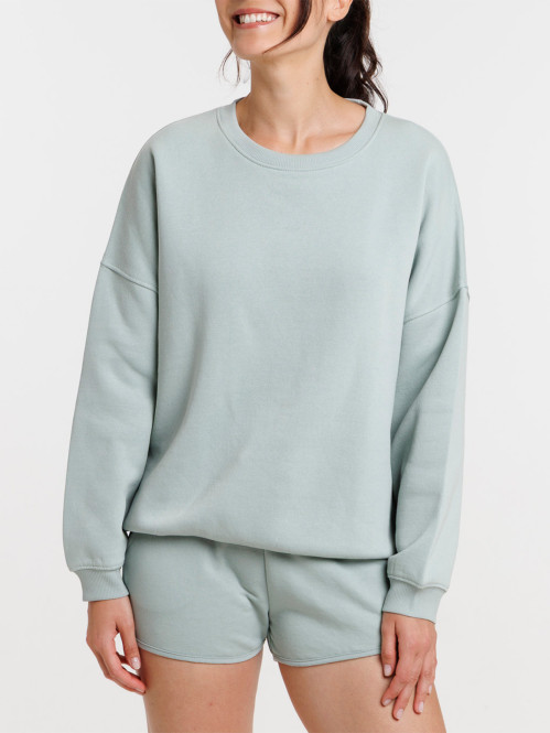 Sweat uni col rond jade femme