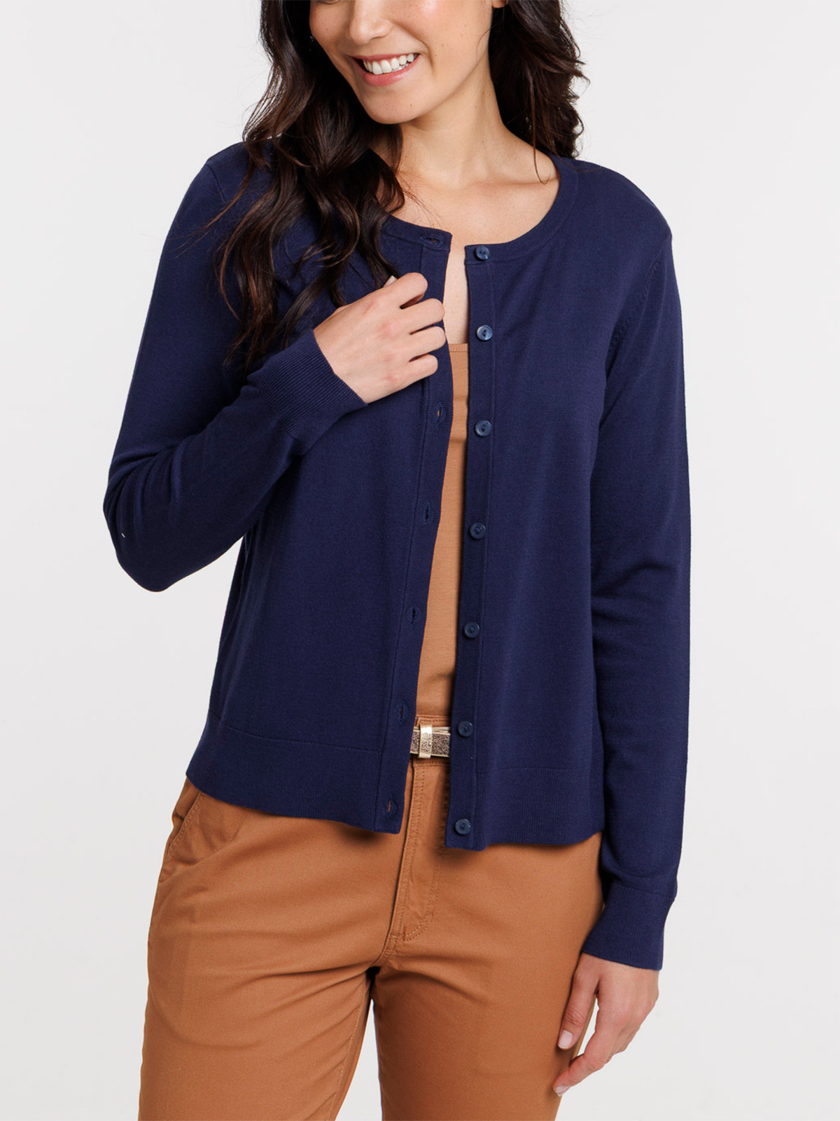 Gilet boutonné col rond femme