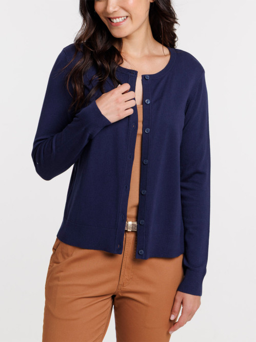Gilet boutonné col rond femme