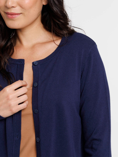 Gilet boutonné col rond femme
