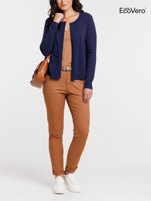 Gilet boutonné col rond femme