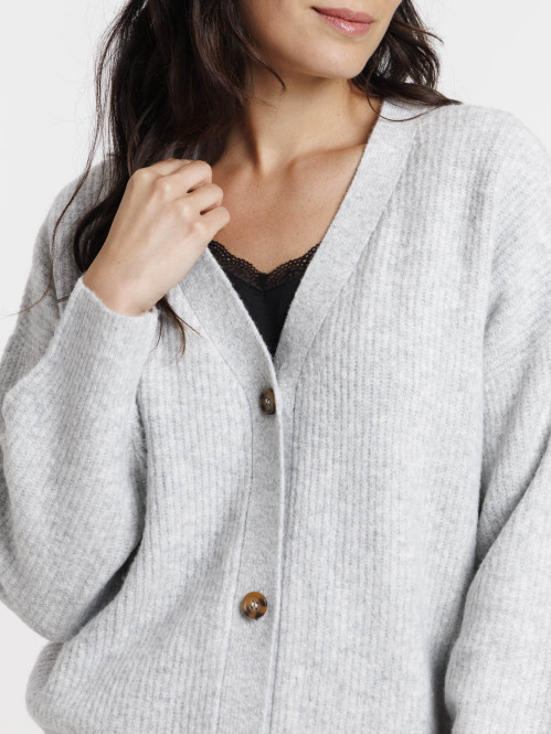 Gilet boutonné col V gris...