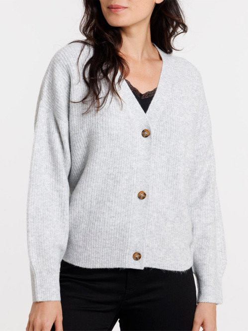 Gilet boutonné col V gris...