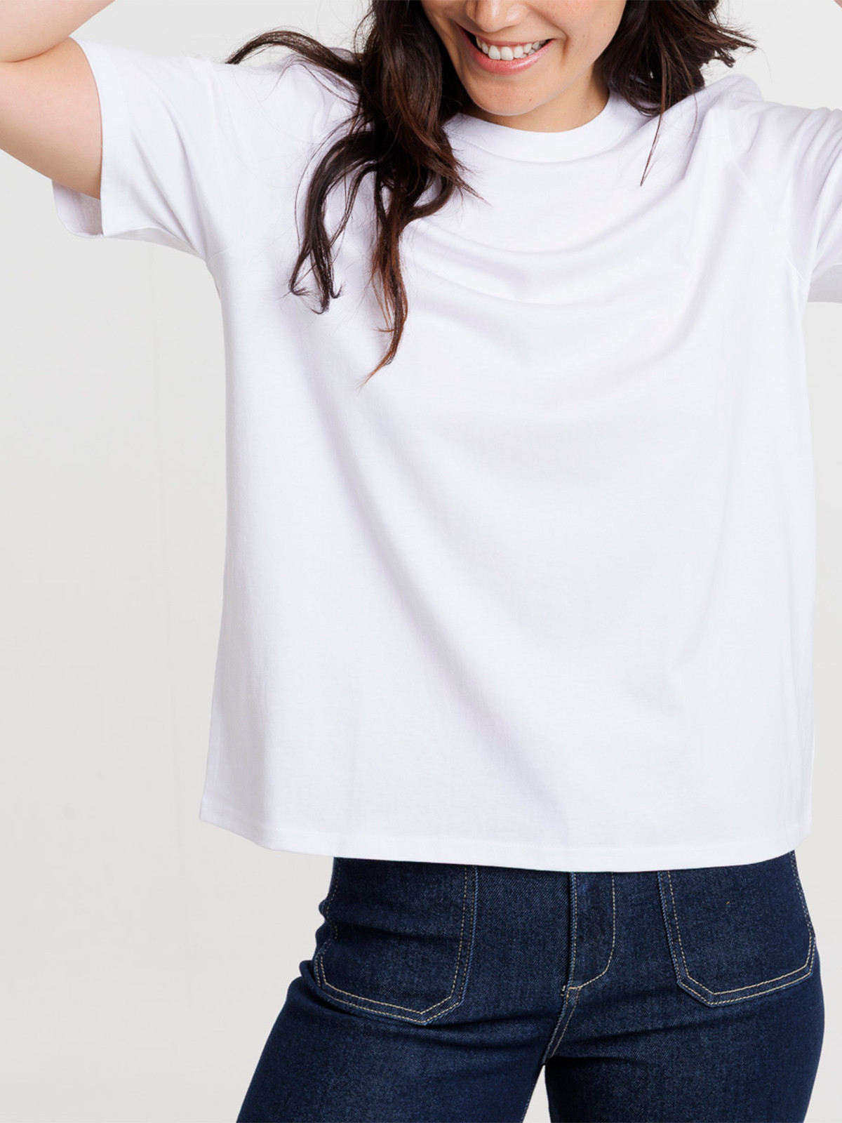 T-shirt col rond oversized blanc femme T-shirt col rond oversized blanc femme