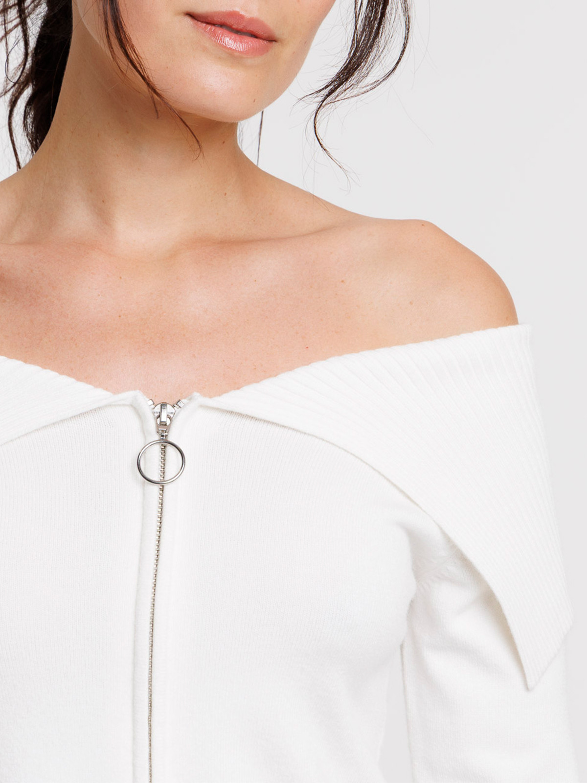 Gilet court zippé écru femme Gilet court zippé écru femme