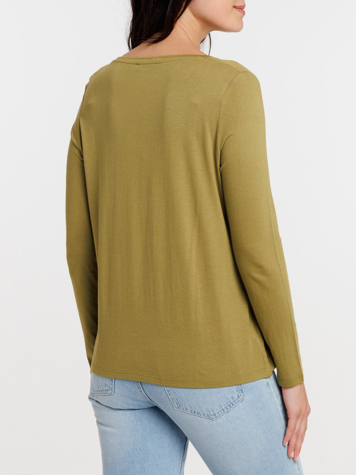 T-shirt col V manches longues femme