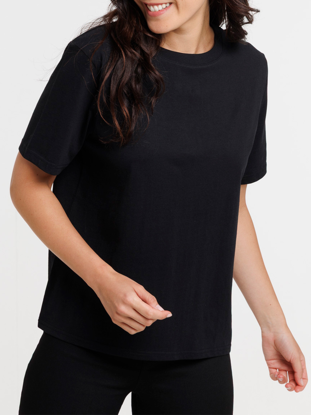 T-shirt col rond oversized noir femme T-shirt col rond oversized noir femme