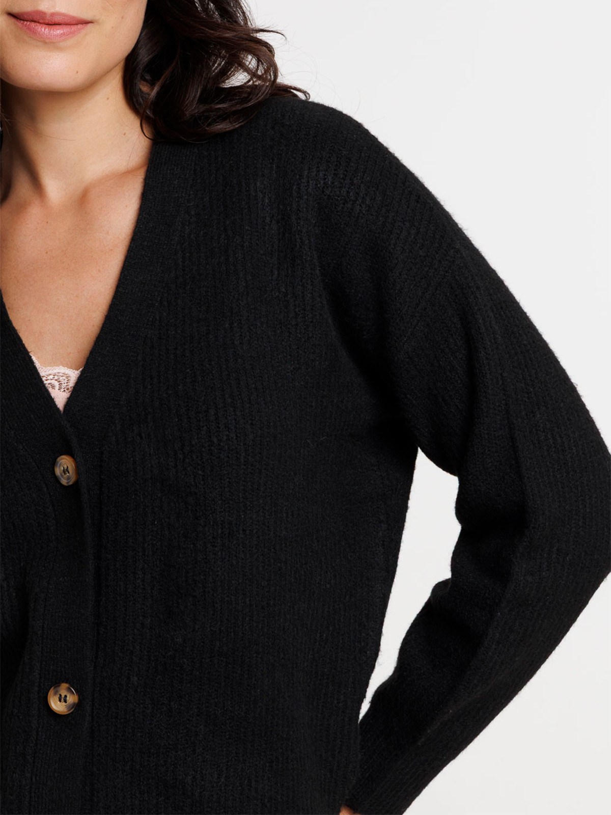 Gilet boutonné col V noir femme Gilet boutonné col V noir femme